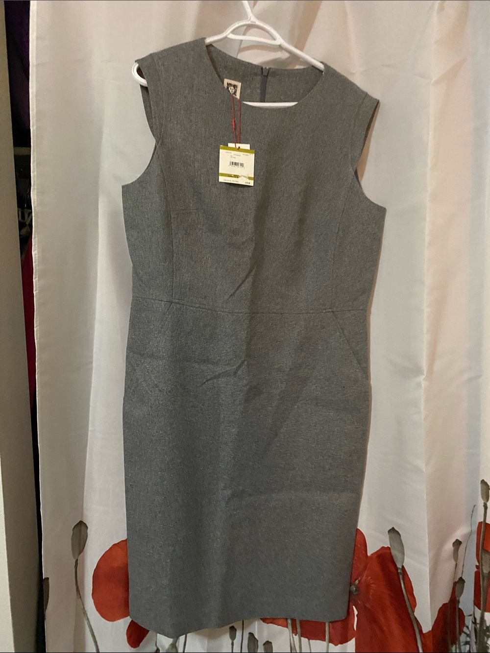 Anne Klein Gray Sleeveless Midi Sheath Dress